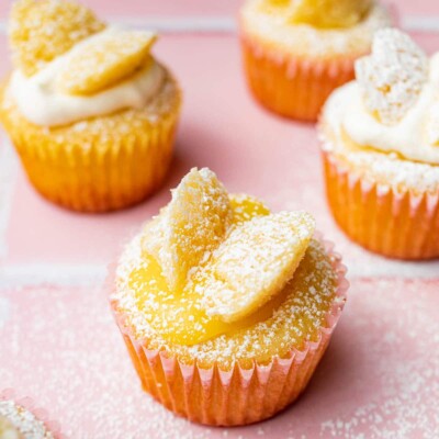 Close up of a Butterfly Cupcake for Easter Cupcake Round up.