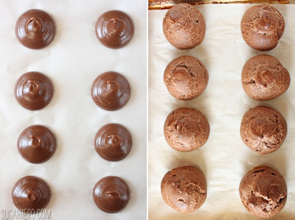 Chocolate Profiteroles with Fresh Mint Chip Ice Cream | From SugarHero.com