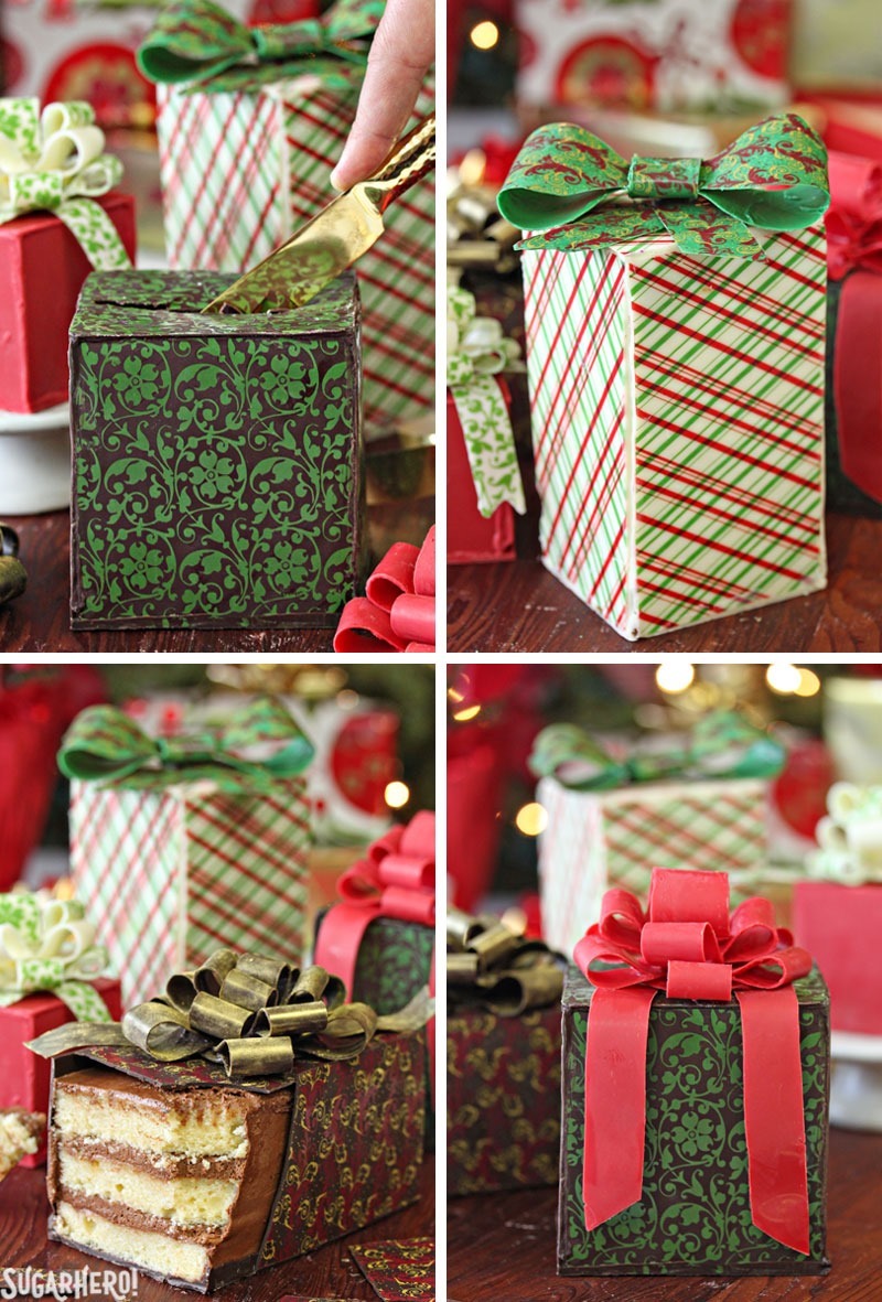 Chocolate-Wrapped Present Cakes | From SugarHero.com