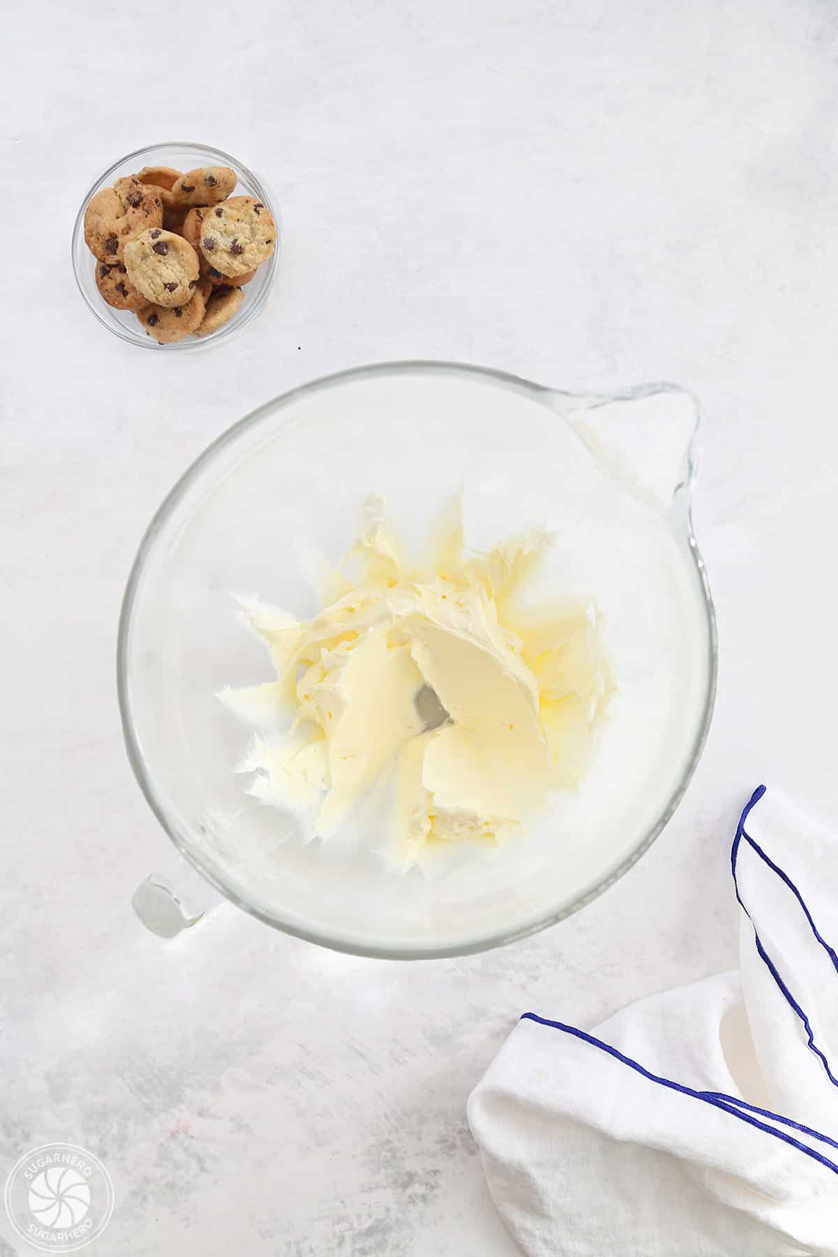 Creamed butter and sugar in a mixing bowl.