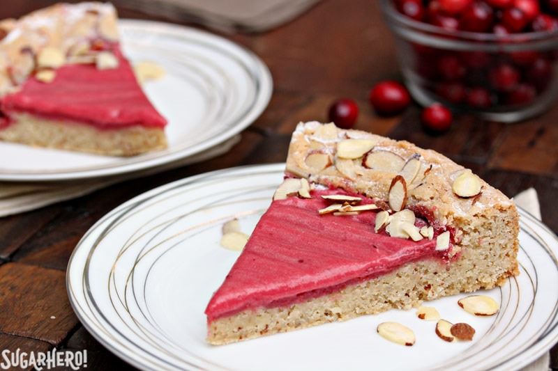 Cranberry Curd Almond Cake | From SugarHero.com