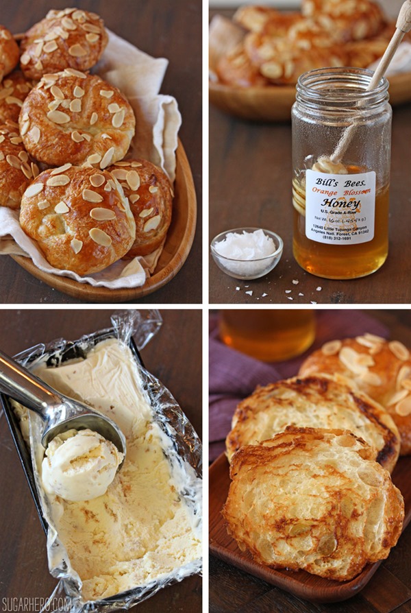 Croissant Salted Honey Ice Cream Sandwiches | From SugarHero.com