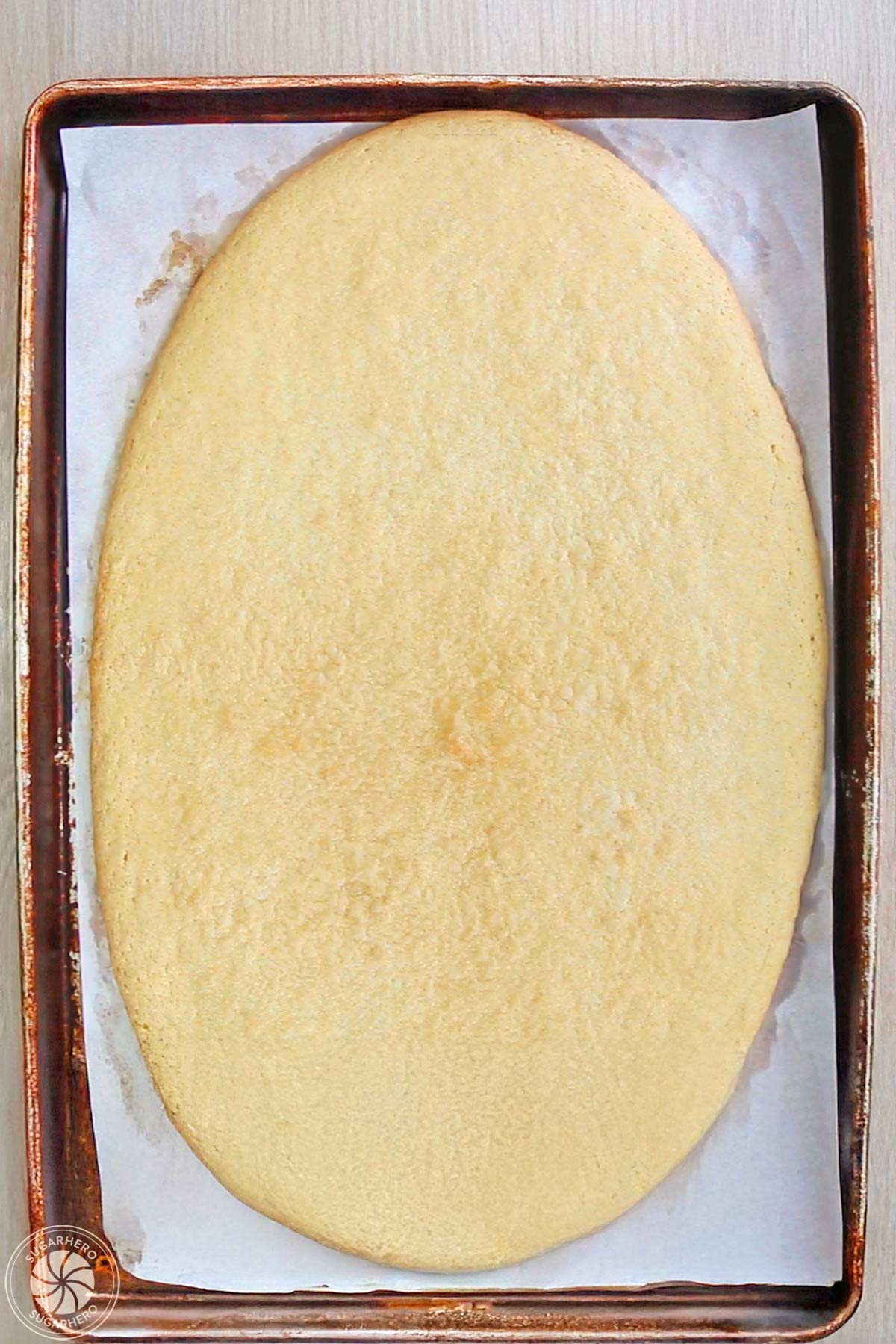 A giant baked sugar cookie in the shape of an egg.