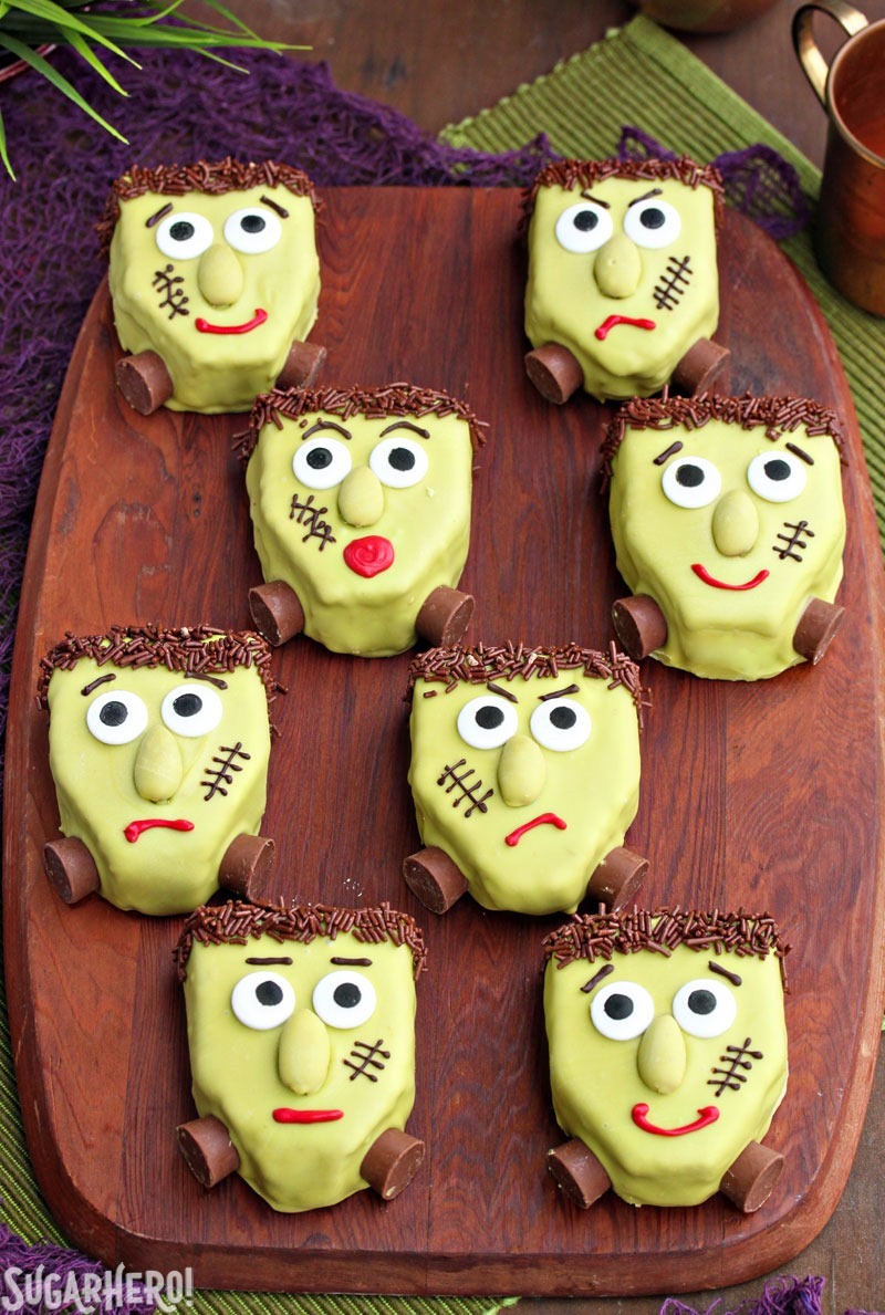 Frankenstein Pistachio Blondies | From SugarHero.com