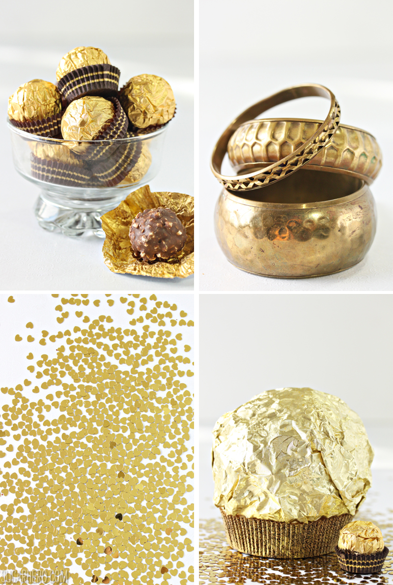Giant Ferrero Rocher Hazelnut Mousse Cakes - full of chocolate cake and hazelnut mousse! | From SugarHero.com