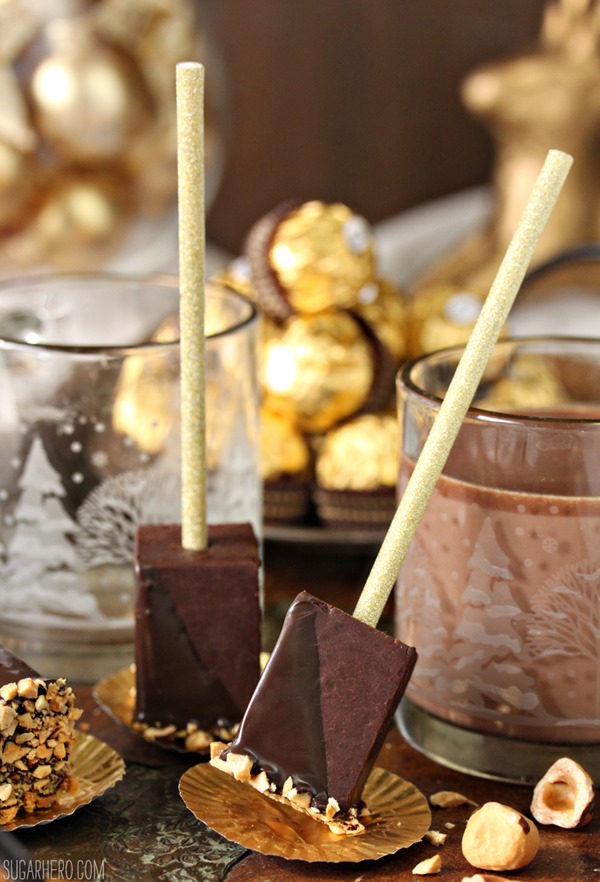 Hazelnut Hot Chocolate On A Stick | From SugarHero.com
