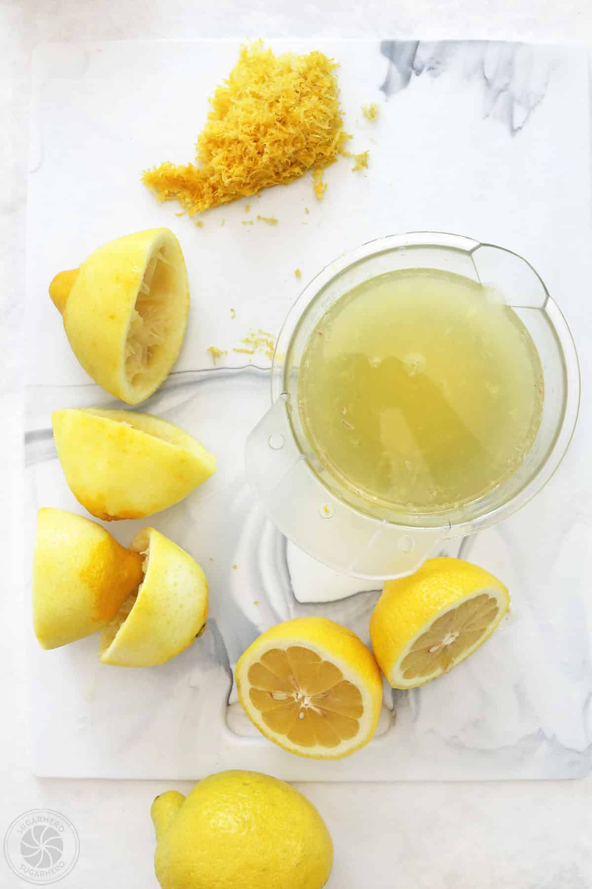 Juiced and zested lemons.