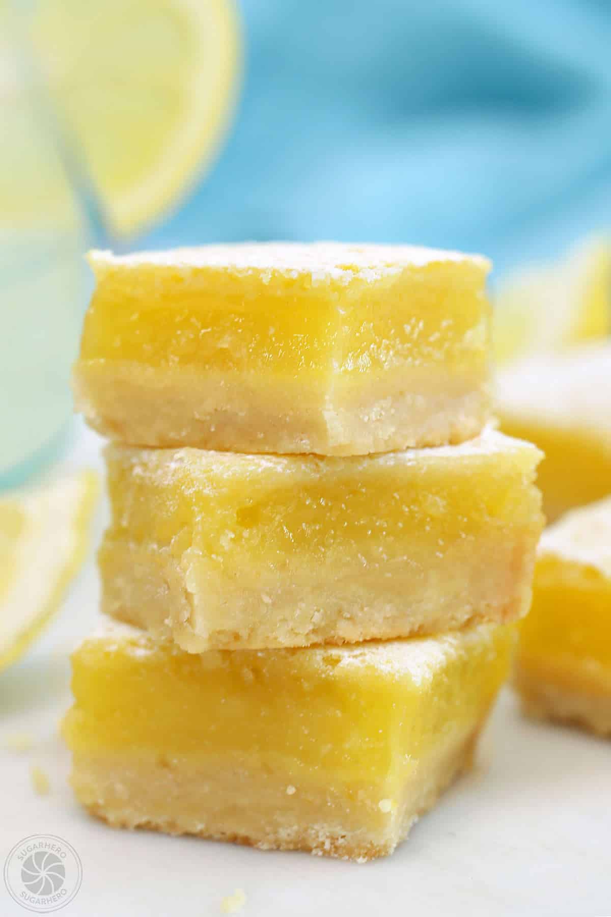 A stack of three lemon bars.