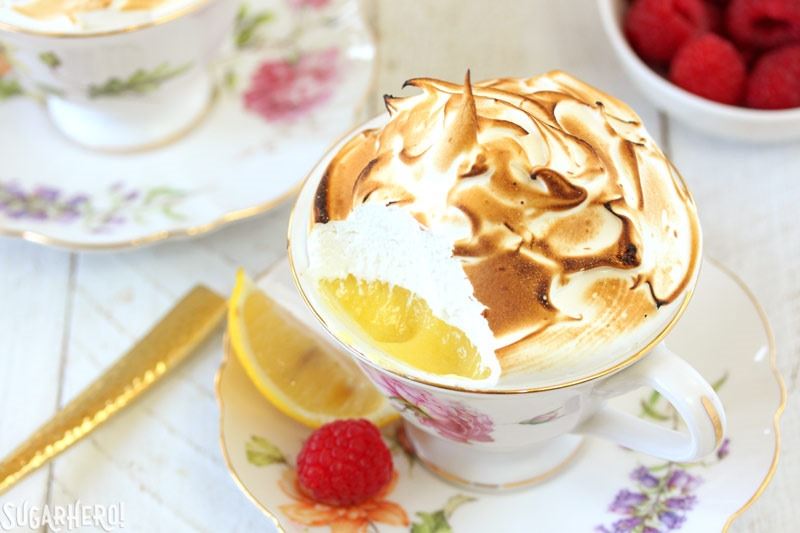 Lemon Meringue Teacup Cakes | From SugarHero.com