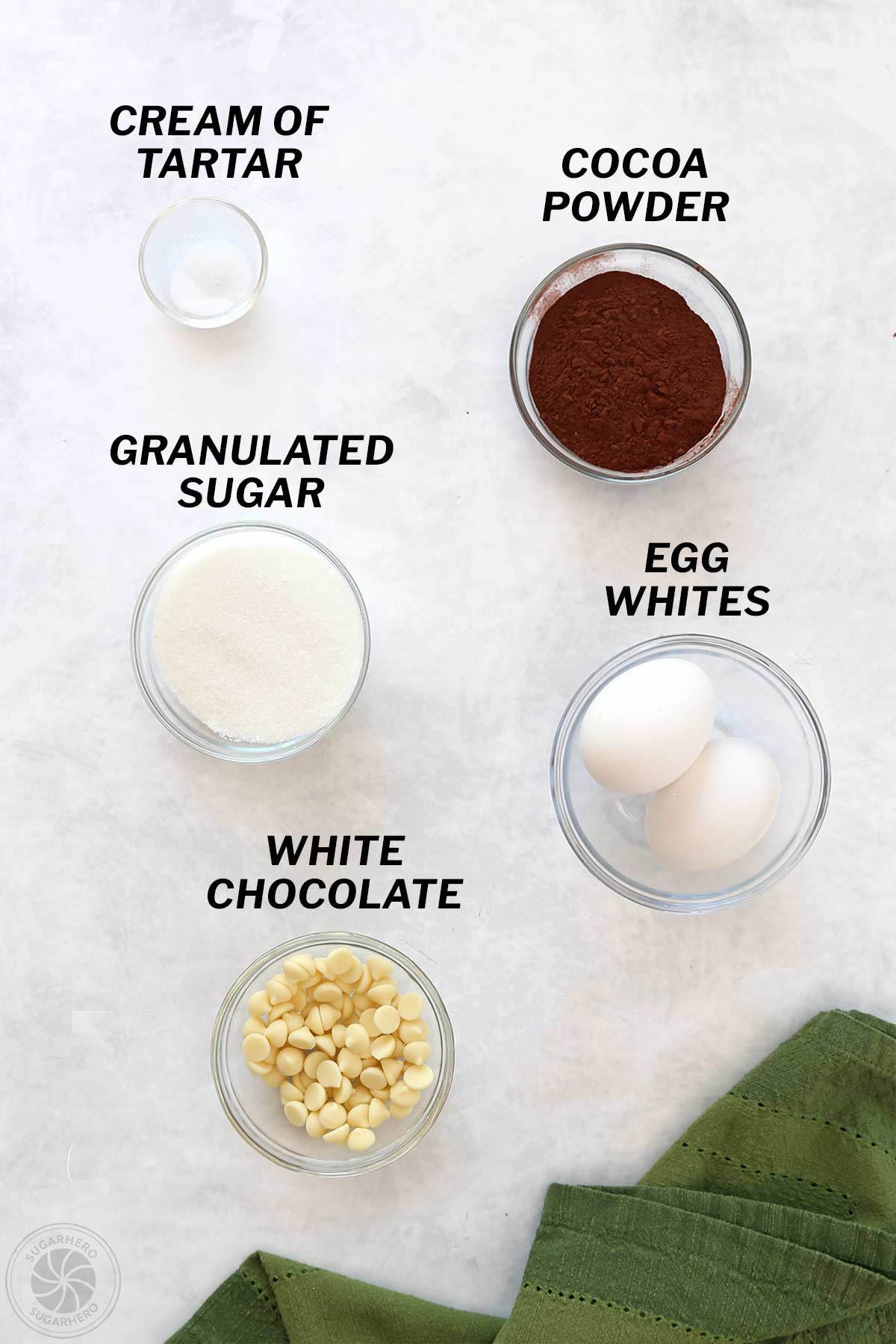Picture of ingredients for Meringue Mushrooms.