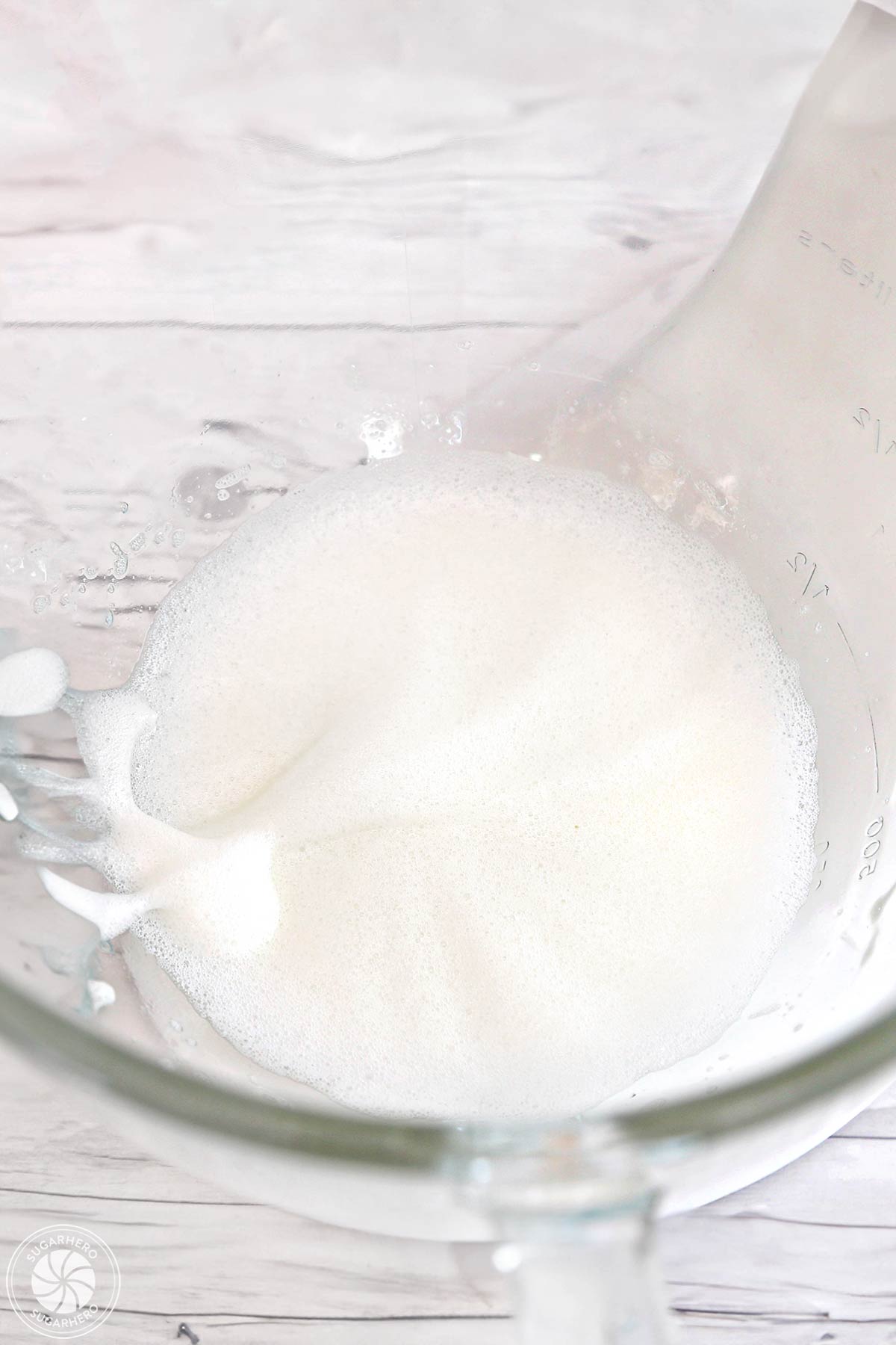 Egg whites whipped to soft foam stage.