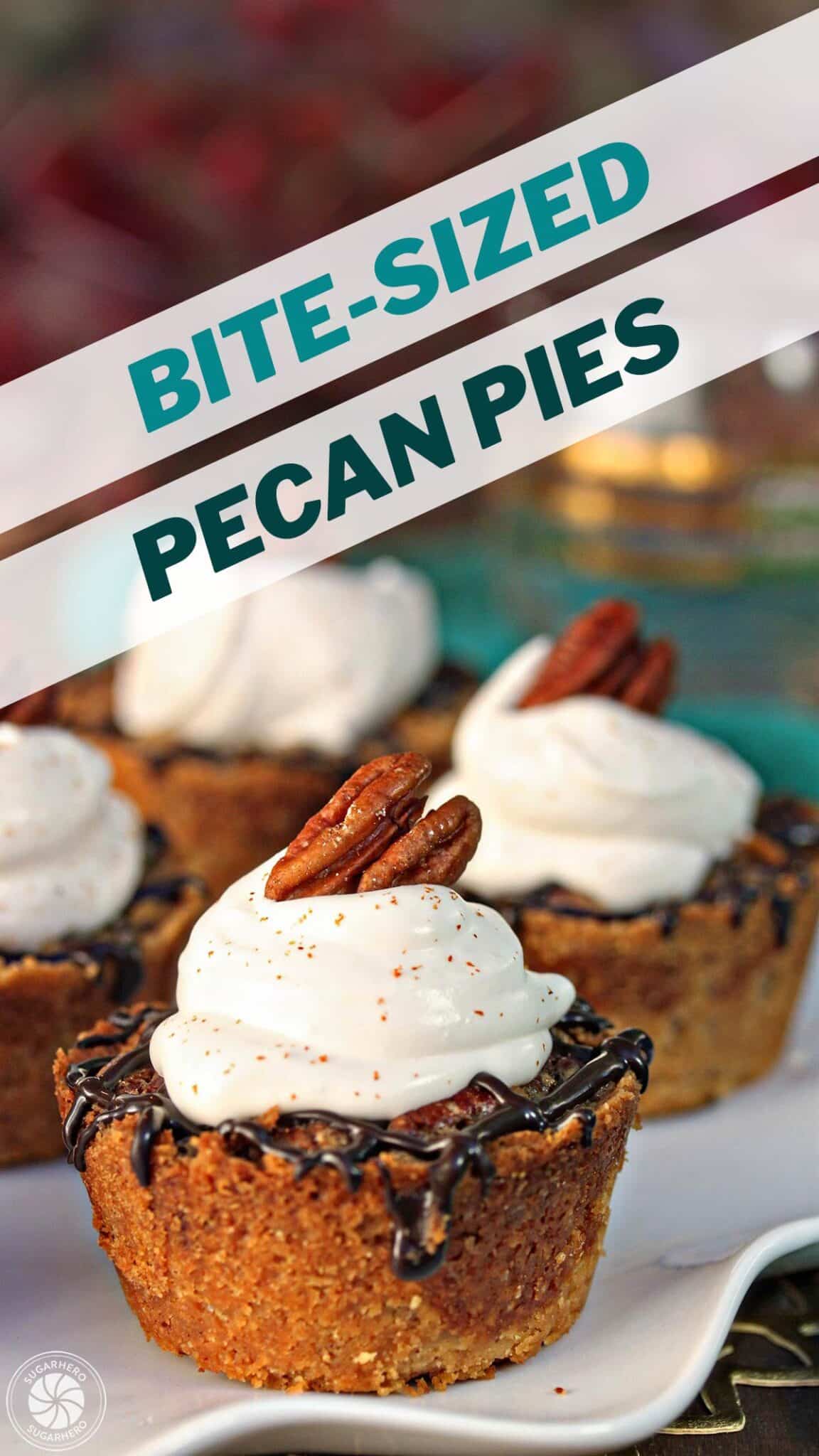 Mini Pecan Pies with text overlay for Pinterest.