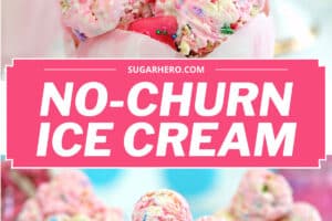 2 photo collage of Circus Animal No-Churn Ice Cream with text overlay for Pinterest.