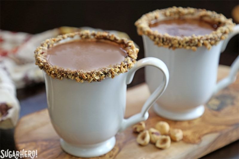 Nutella Hot Chocolate &ndash; a rich, indulgent sipping chocolate with Nutella mixed right in! | From SugarHero.com