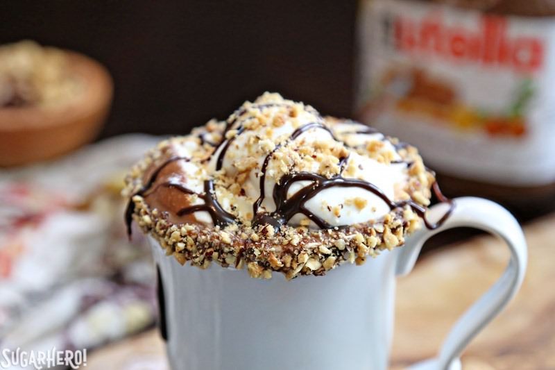 Nutella Hot Chocolate &ndash; a rich, indulgent sipping chocolate with Nutella mixed right in! | From SugarHero.com