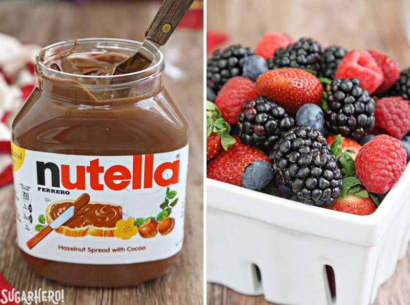 Nutella Puff Pastry Pizza is easy and gourmet. You&rsquo;ll love the combination of buttery puff pastry, Nutella, white chocolate, and juicy fresh berries! | From SugarHero.com