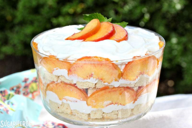 Peaches and Cream Trifle | From SugarHero.com