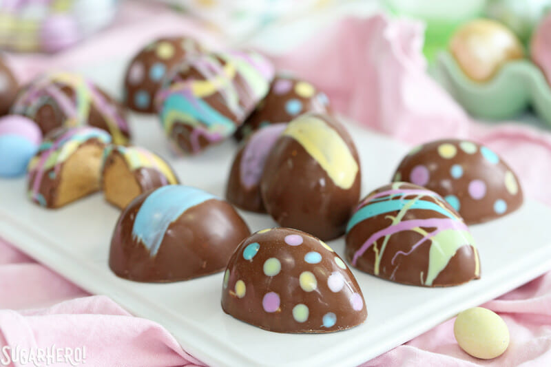 Peanut Butter Easter Eggs on a white platter