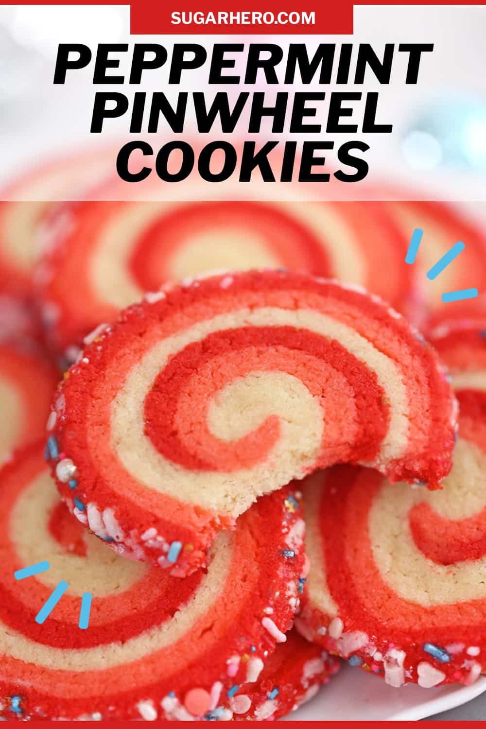 Peppermint Pinwheel Cookie picture with text overlay for Pinterest.