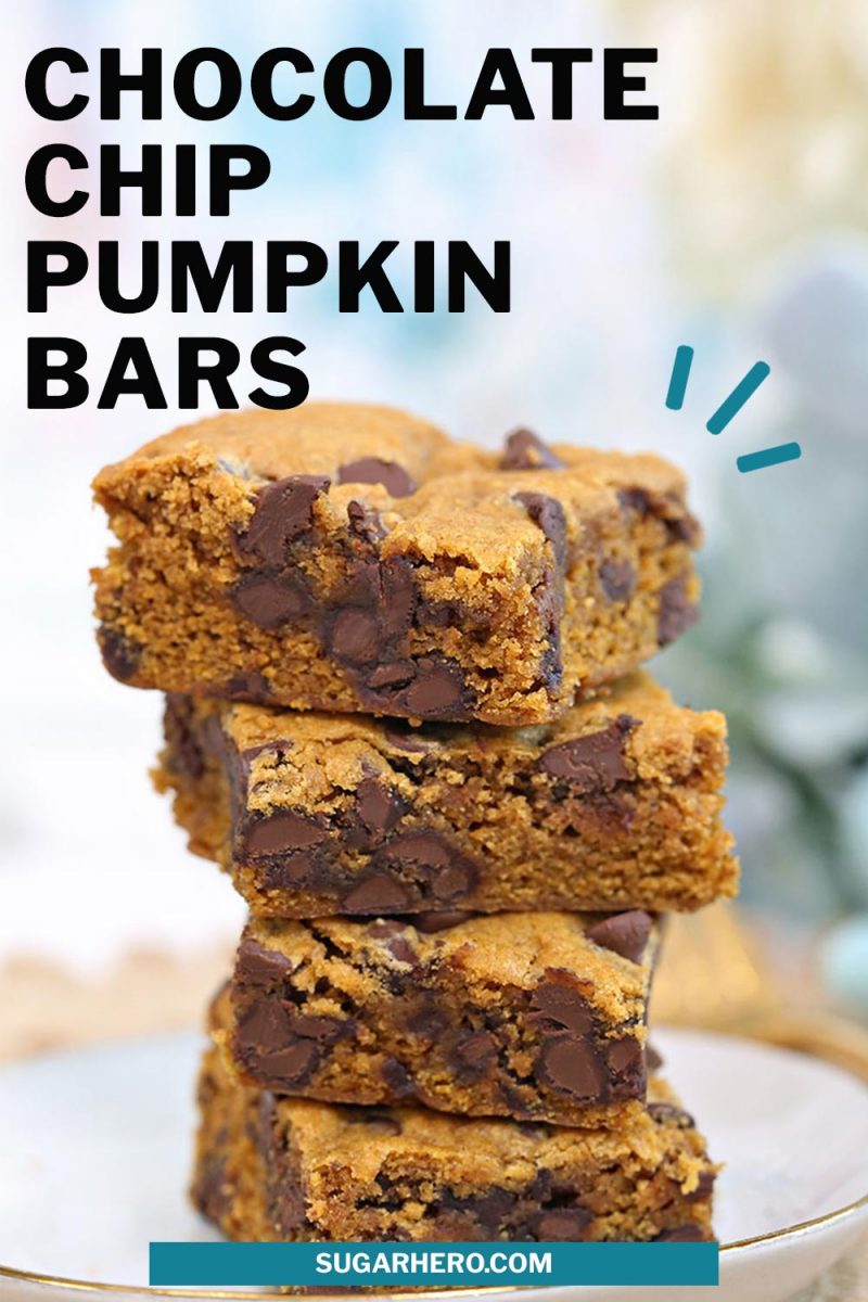 Chocolate Chip Pumpkin Bars photo with text overlay for Pinterest.