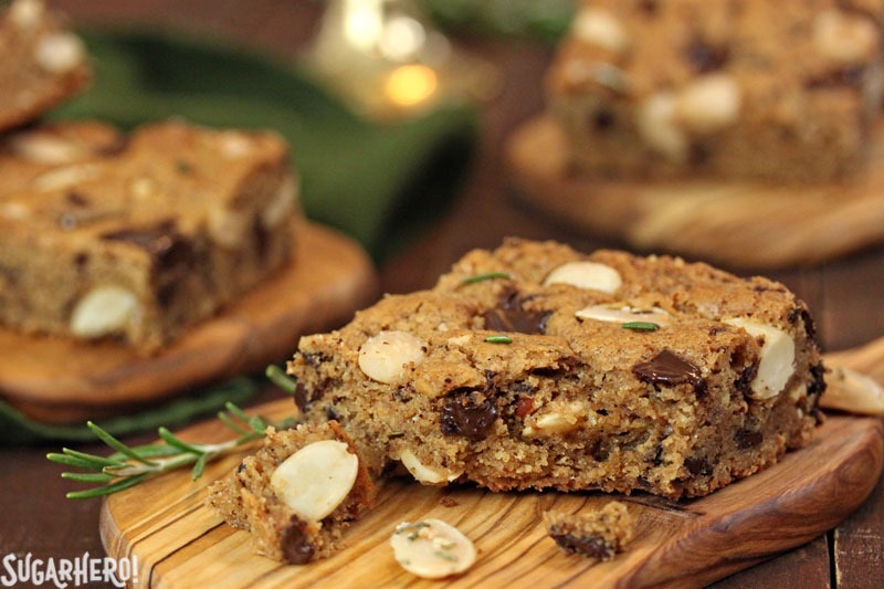 Rosemary Almond Blondies | From SugarHero.com