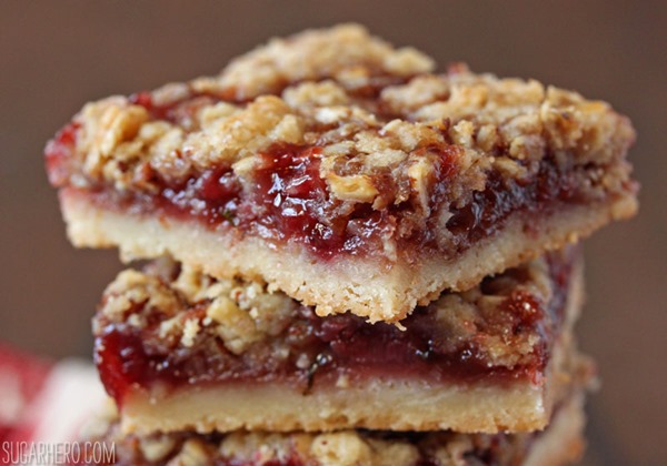 Strawberry Basil Crumb Bars | SugarHero.com