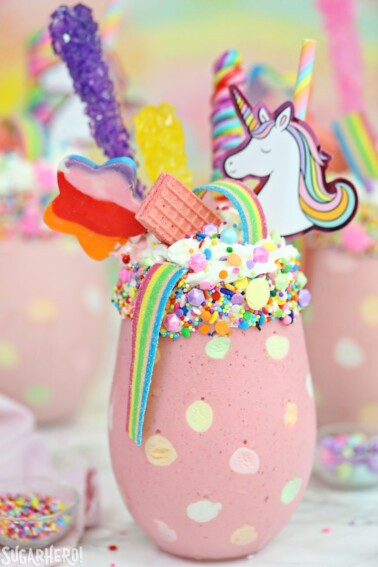 Close up of a Unicorn Milkshake.