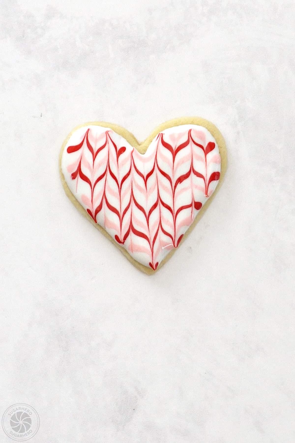 Valentine's Day Sugar Cookie a zig-zag pattern.